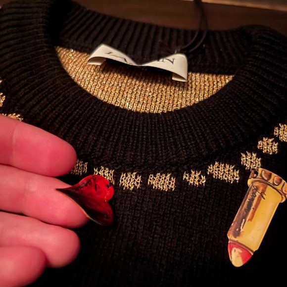 Lanvin necklace-motif knitted jumper in black. Brand new with tags - Picture 5 of 8